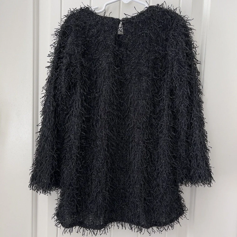 M.L. Kids Girls Size 5 Black Shaggy Shabby Chic NWT Bell Sleeve Tunic Top Lined - Picture 2 of 8